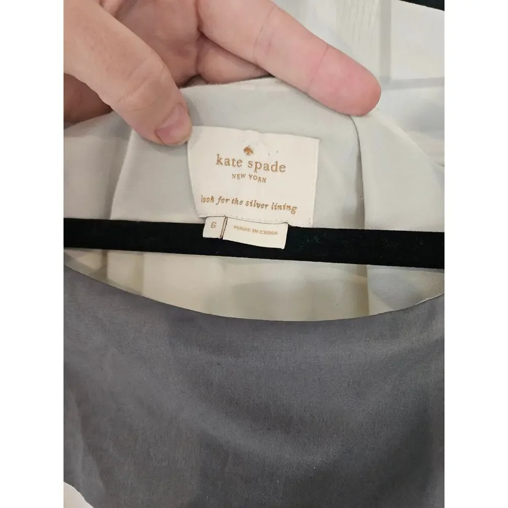 Kate Spade Adette Colorblock Dress cap sleeves pleated womene 6 medium gray
